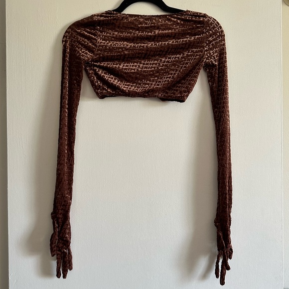 NWT SKIMS Chestnut Velvet Logo Glove Crop Top Size XXS - Picture 6 of 9